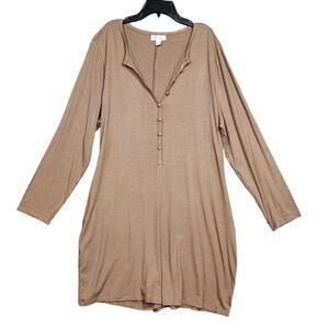 Jenni Style Not Size Solid Ribbed Romper‎ 3X Tobacco Tan